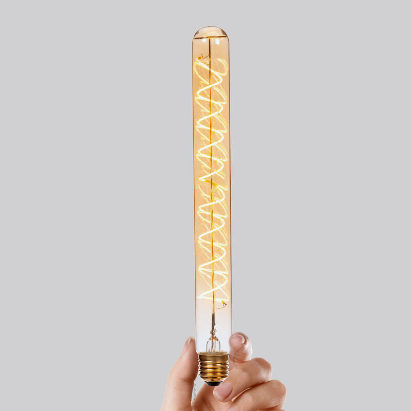 Image of Lucide 4. 9W LED Dimmable Decorative Filament 300mm Amber Tubular Bulb - Screw Cap