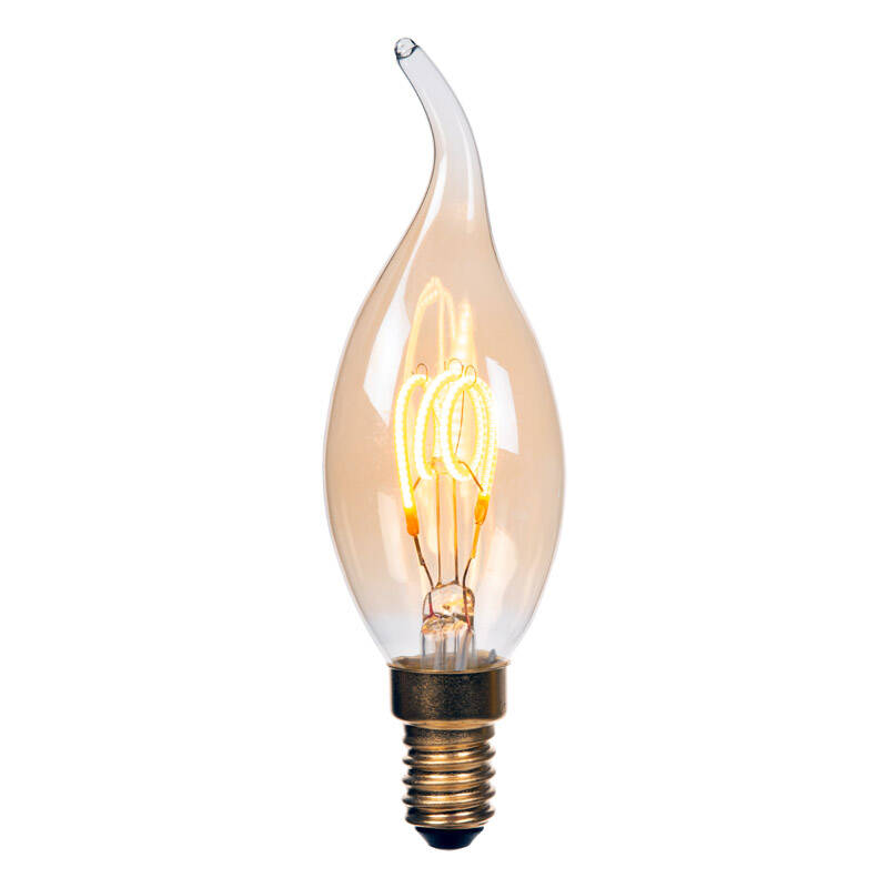 Image of Lucide 3W Dimmable LED Decorative Filament Bent Tip Candle Bulb - Small Screw Cap