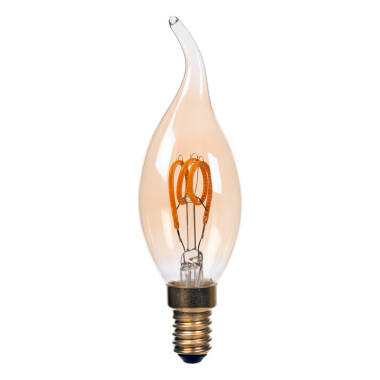 Image of Lucide 3W Dimmable LED Decorative Filament Bent Tip Candle Bulb - Small Screw Cap
