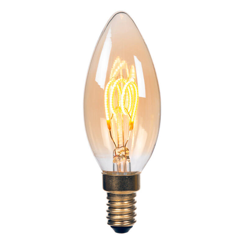 Image of Lucide 3W Dimmable LED Decorative Filament Amber Candle Bulb - Small Screw Cap