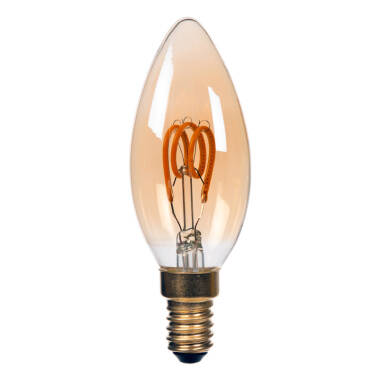 Image of Lucide 3W Dimmable LED Decorative Filament Amber Candle Bulb - Small Screw Cap