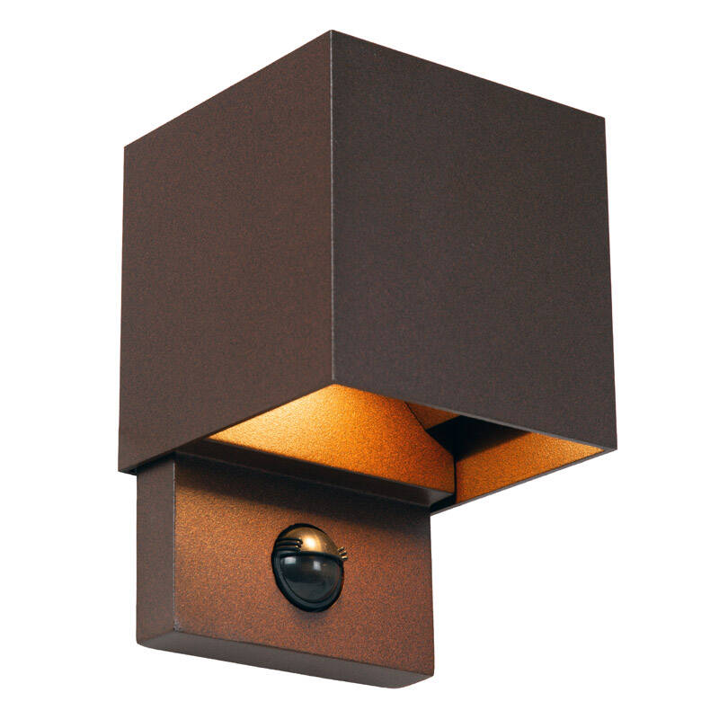 Image of Lucide Tadzio Cube LED Outdoor Wall Light With PIR Sensor