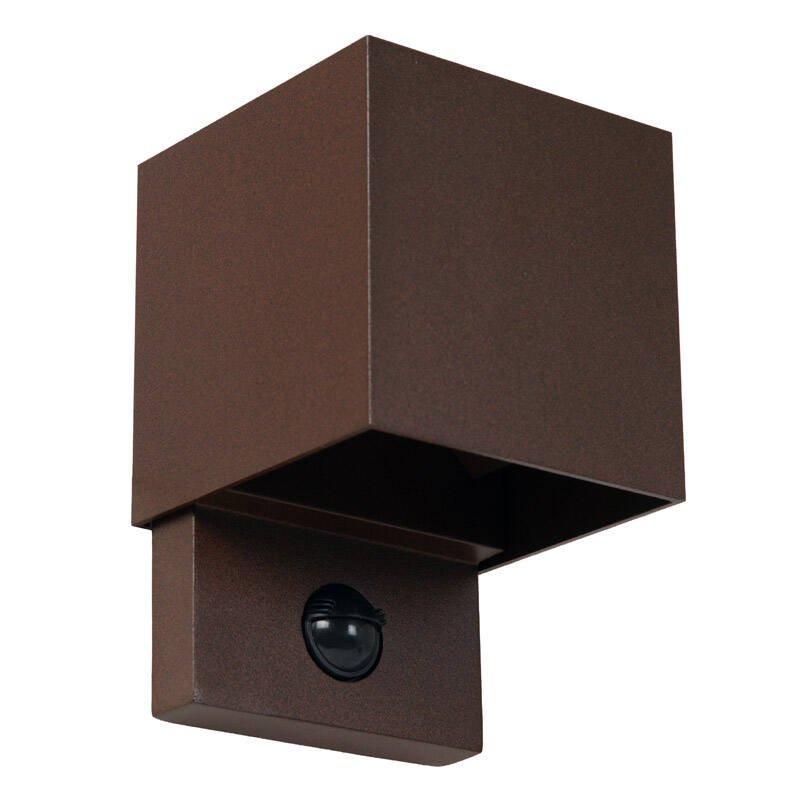 Image of Lucide Tadzio Cube LED Outdoor Wall Light With PIR Sensor