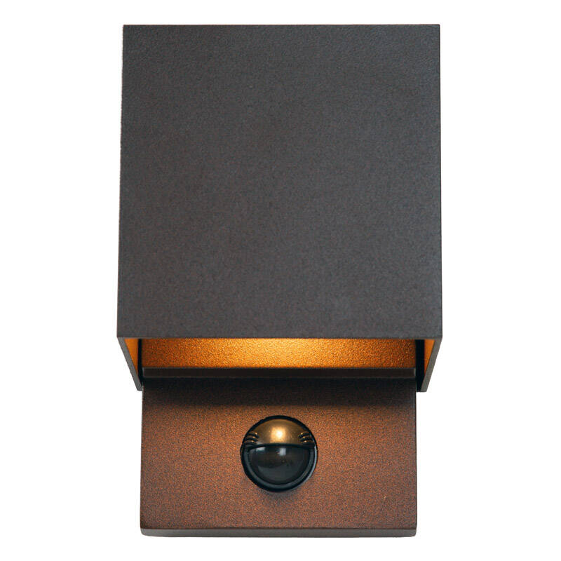 Image of Lucide Tadzio Cube LED Outdoor Wall Light With PIR Sensor