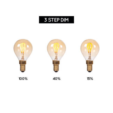 Image of Lucide 3W LED Decorative Filament Amber Golfball Bulb - Small Screw Cap