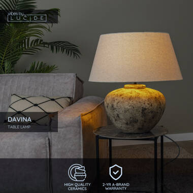 Image of Lucide Davina Ceramic Table Lamp