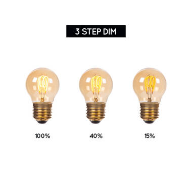 Image of Lucide 3W Non-Dimmable LED Decorative Filament Amber Golfball Bulb - Screw Cap