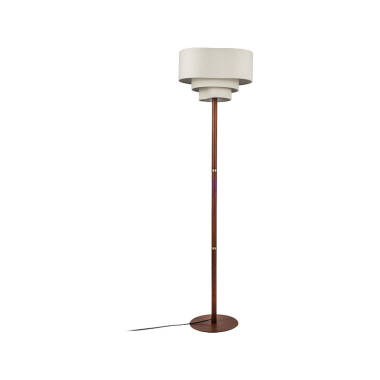 Image of Wisteria Mode Wood Faux Linen Floor Lamp