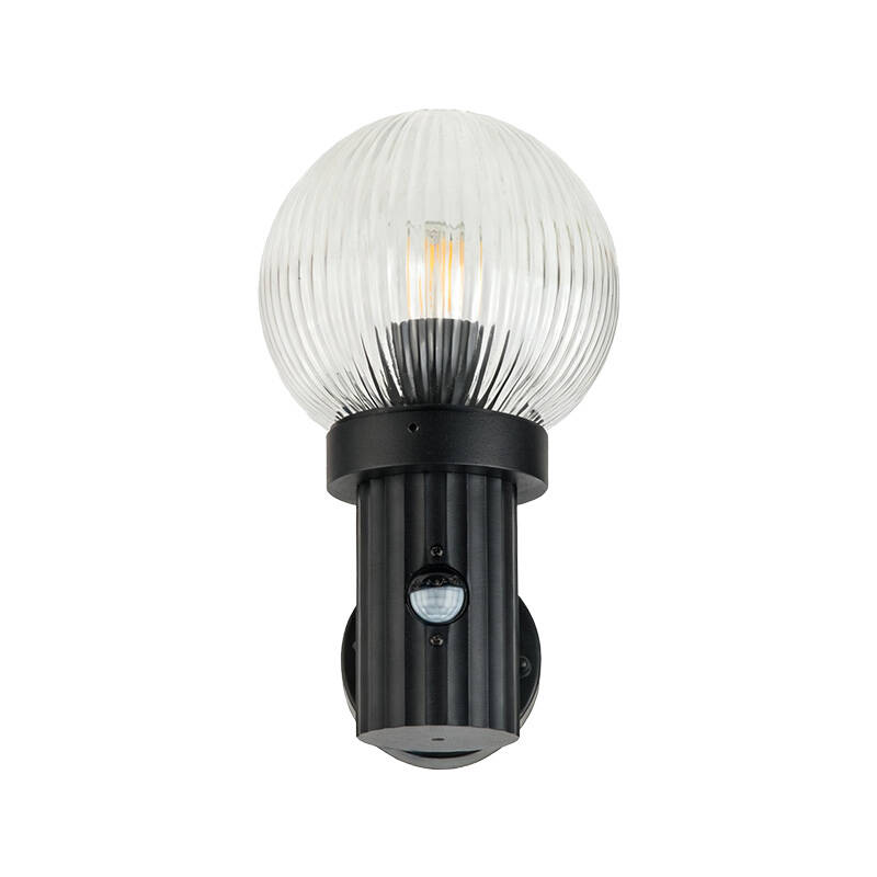 Image of Edit Fjord Outdoor Lantern Wall Light with Ridged Glass and PIR Sensor