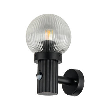 Image of Edit Fjord Outdoor Lantern Wall Light with Ridged Glass and PIR Sensor