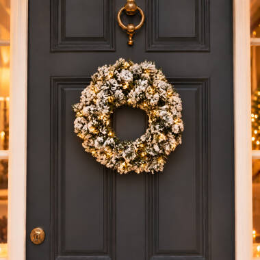 Sirius Anton Snowy Battery Operated LED Outdoor Christmas Wreath