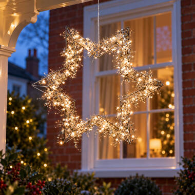Image of Konstsmide Christmas 60cm Very Warm White LED Star Wreath Decoration