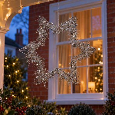 Image of Konstsmide Christmas 60cm Very Warm White LED Star Wreath Decoration