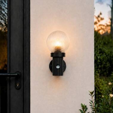 Edit Fjord Outdoor Lantern Wall Light with Ridged Glass and PIR Sensor