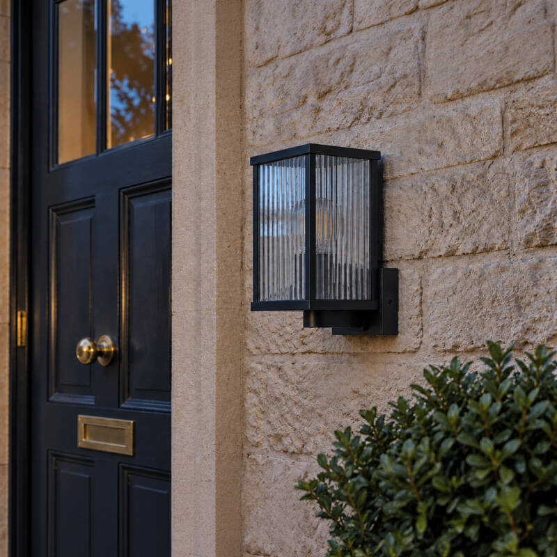 Image of Edit Aster Ridged Glass Outdoor Lantern Wall Light
