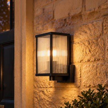 Image of Edit Aster Ridged Glass Outdoor Lantern Wall Light