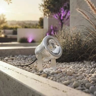 Image of Edit 7W Colour Changing LED Garden Spotlight IP67 - Chrome