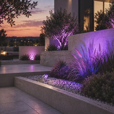Image of Edit 7W Colour Changing LED Garden Spotlight IP67 - Chrome