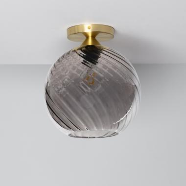 Edit Kikombe Smoked Glass Ceiling Flush Light
