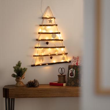Edit Melek Wood Battery Operated LED Christmas Tree Wall Light