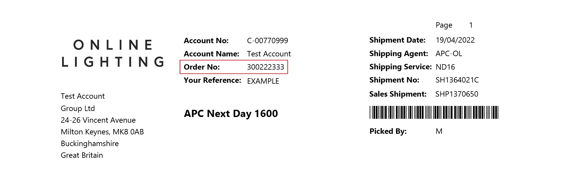 Returns example