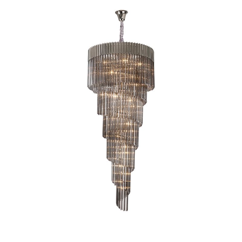 Festival 900 Grande Glass Chandelier - Polished Nickel and Smoked Glass