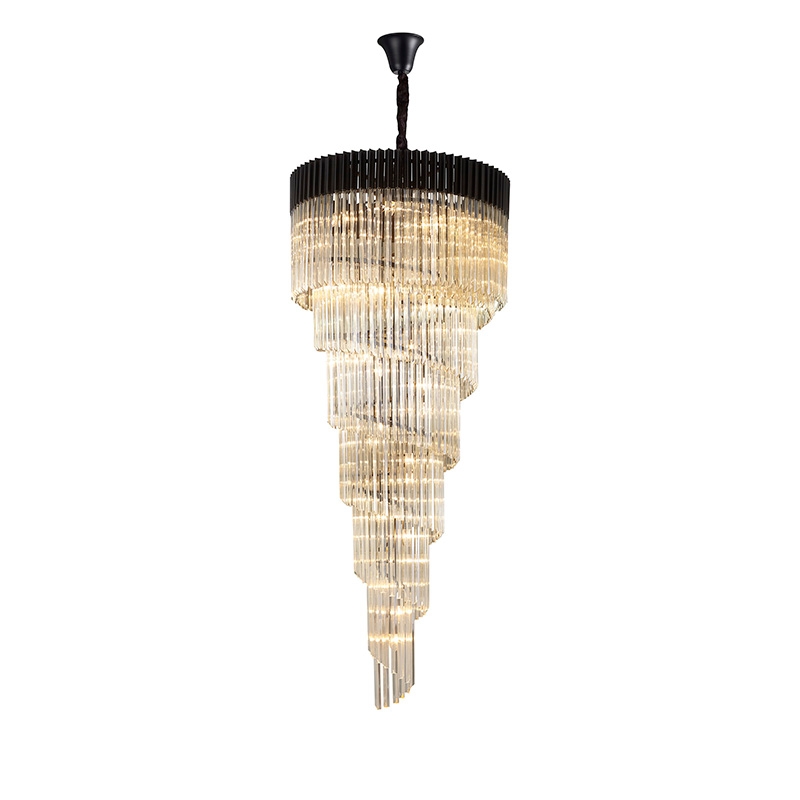 Festival 900 Grande Glass Chandelier - Matt Black and Amber Glass