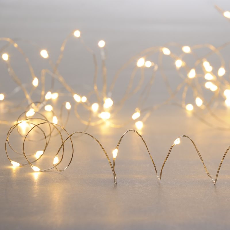 9.95M Battery Operated Warm White LED Silver Micro Wire Fairy Lights 200 Lights