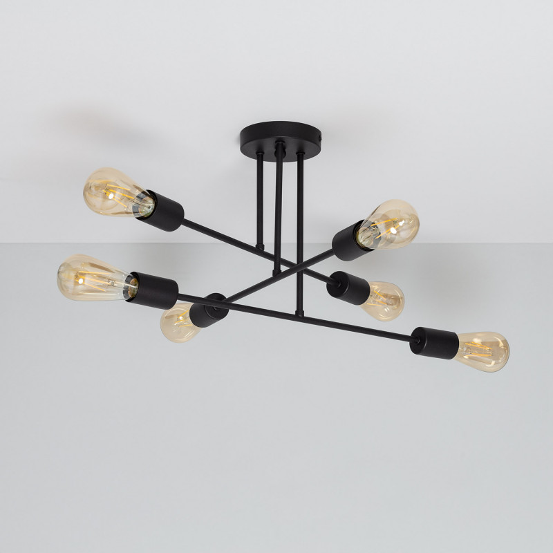 Edit Fimbo 6 Arm Semi-Flush Ceiling Light - Matt Black
